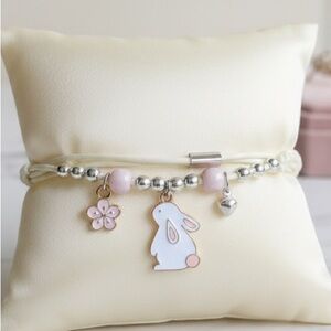 ✨ Adorable Easter Bunny & Cherry Blossom Charm Bracelet ✨